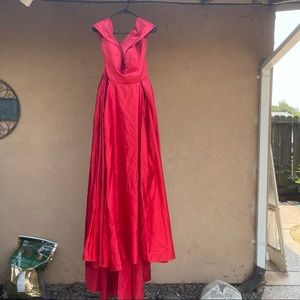 GLAMOROUS Red Ballgown center split 18